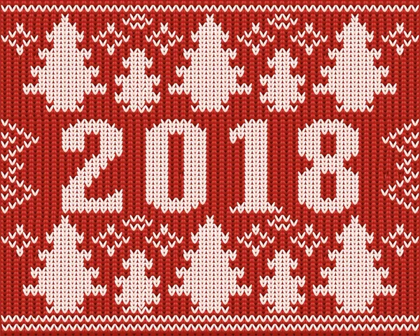 Maglione di Natale 2018 trama a maglia di Capodanno, illustrazione vettoriale — Vettoriale Stock