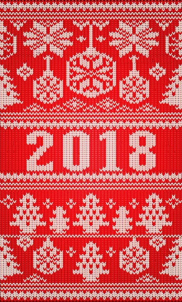 Merry Christmas gelukkig Nieuwjaar 2018 vakantie gebreid, vectorillustratie — Stockvector