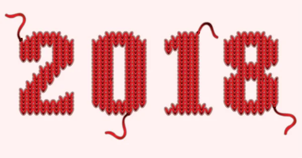 Nuovo anno 2018 banner a maglia, illustrazione vettoriale — Vettoriale Stock