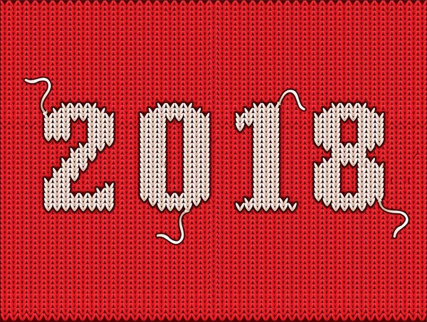 Felice anno nuovo 2018 tessera a maglia, illustrazione vettoriale — Vettoriale Stock