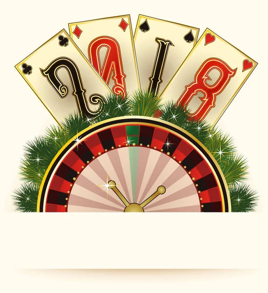 Feliz Ano Novo de Poker 2018, ilustração vetorial — Vetor de Stock