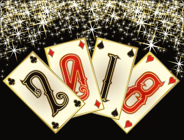Новая открытка 2018 года в покере, векторная иллюстрация — стоковый вектор