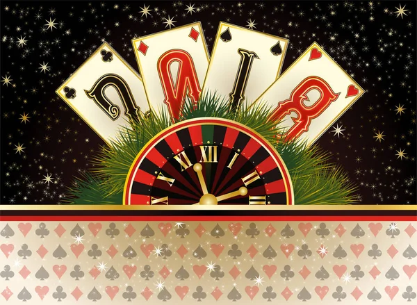 Πόκερ καζίνο νέο έτος 2018 ταπετσαρία, εικονογράφηση διάνυσμα — Διανυσματικό Αρχείο