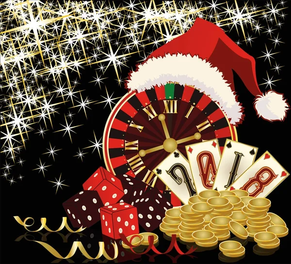 カジノ クリスマスと幸せな新年カード ベクトル図 ストックベクター C Carodi