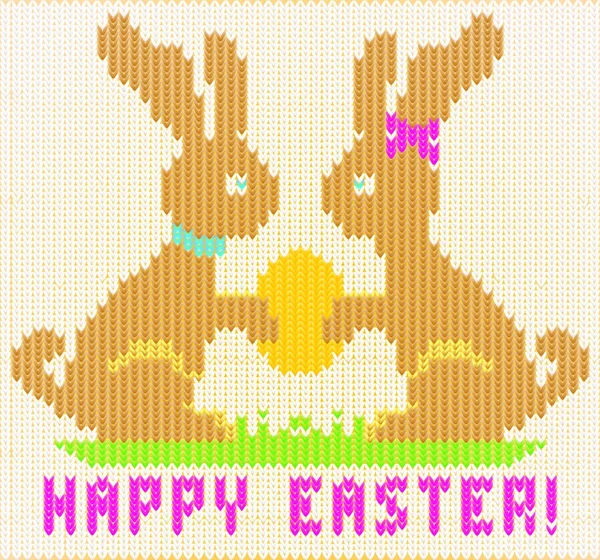 Happy Easter Bunny Dzianiny Ilustracji Wektorowych — Wektor stockowy