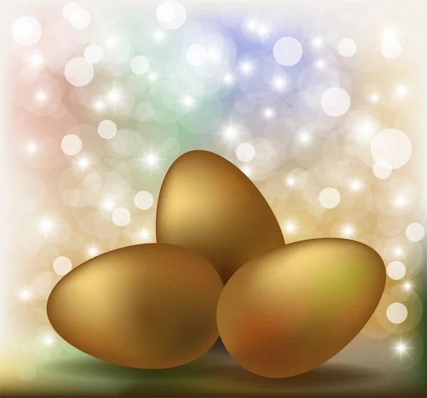 Ostertapete Mit Goldenen Eiern Vektorillustration — Stockvektor