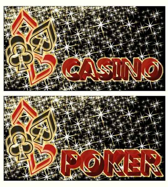 Dos Pancartas Póker Casino Ilustración Vectorial — Vector de stock