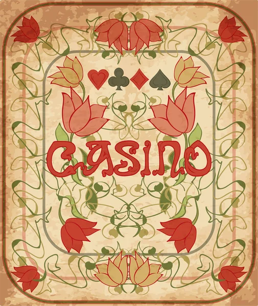 Casino Poker Background Art Nouveau Style Vector Illustration — Stock Vector