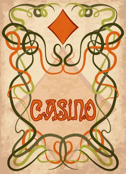 Tarjeta Diamantes Casino Poke Estilo Art Nouveau Ilustración Vectorial — Archivo Imágenes Vectoriales