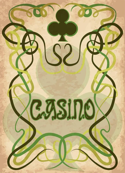 Casino Poke Tarjeta Clubes Estilo Art Nouveau Ilustración Vectorial — Vector de stock