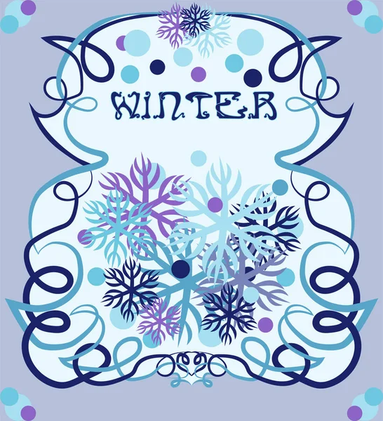 Winter Kaart Art Nouveaustijl Vectorillustratie — Stockvector