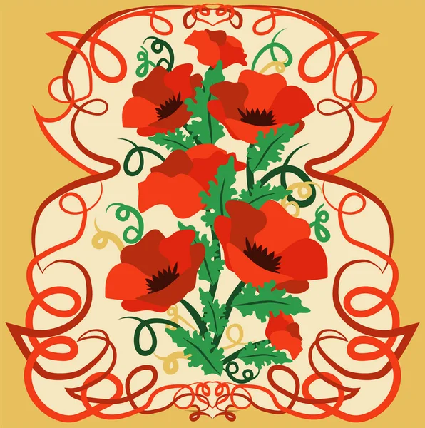 Floral Wallpaper Art Nouveau Style Vector Illustration — Stock Vector