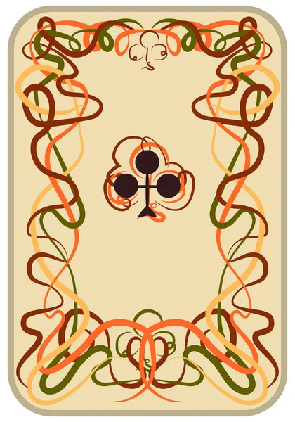 Carte Clubs Poker Style Art Nouveau Illustration Vectorielle — Image vectorielle
