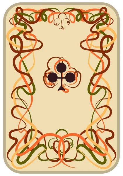 Poker Kulüpleri Art Nouveau Stilinde Vektör Çizim Kartı — Stok Vektör