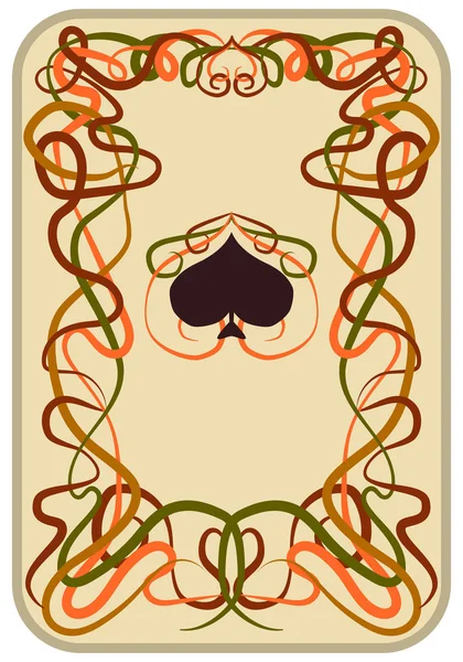 Poker Spader Kortet Art Nouveau Stil Vektorillustration — Stock vektor