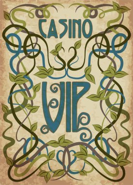 Casino VIP kartı art nouveau stilinde, vektör çizim