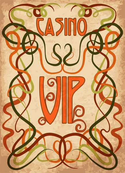 Karta Zaproszenie Vip Casino Stylu Art Nouveau Ilustracji Wektorowych — Wektor stockowy