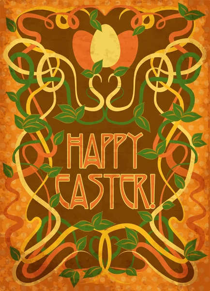 Happy Easter Zaproszenia Karty Stylu Art Nouveau Ilustracji Wektorowych — Wektor stockowy