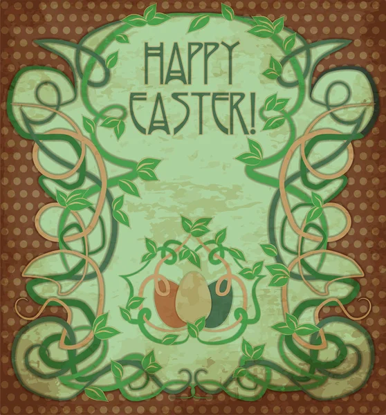Happy Easter Background Art Nouveau Style Vector Illustration — Stock Vector
