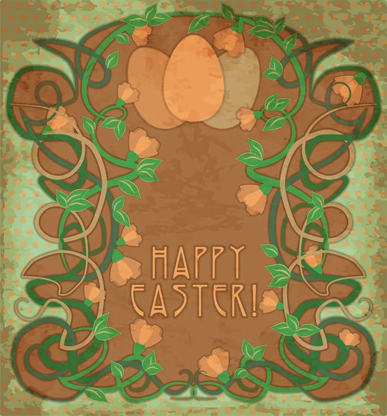 Feliz Pascua Fondo Pantalla Estilo Art Nouveau Vector Ilustración — Archivo Imágenes Vectoriales