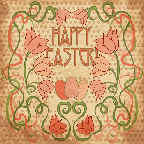 Szczęśliwy Tło Wielkanoc Stylu Art Nouveau Ilustracji Wektorowych — Wektor stockowy