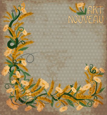 Buğday afiş art nouveau tarzında, vektör çizim