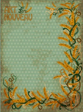 Buğday çiçek afiş art nouveau tarzında, vektör çizim