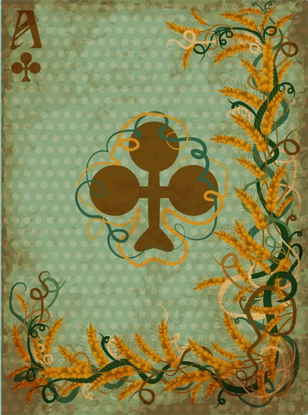 Poker Clubs Casino Card Art Nouveau Style Vector Illustration — Stock Vector