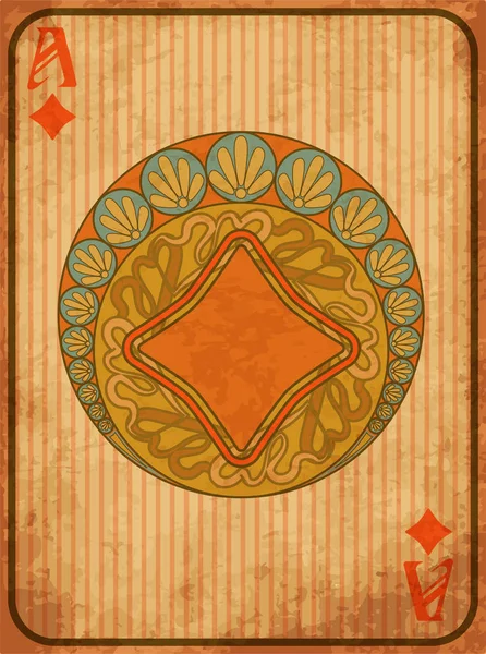Kaszinó Póker Gyémánt Kártya Art Nouveau Stílusban Vektoros Illusztráció — Stock Vector