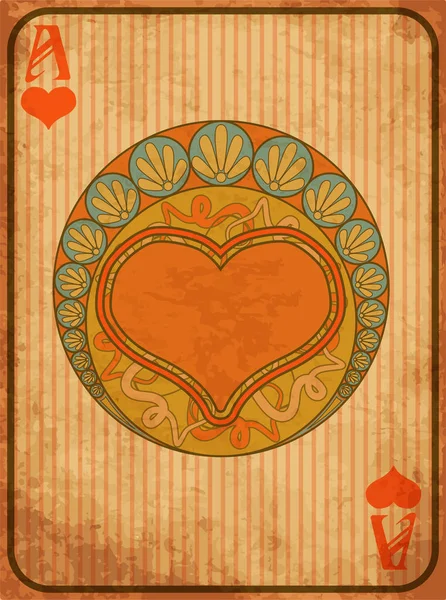 Tarjeta Corazones Casino Poker Estilo Art Nouveau Ilustración Vectorial — Vector de stock