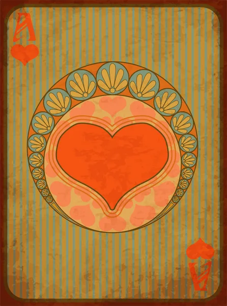 Casino Poker Coeur Symbole Dans Style Art Nouveau Illustration Vectorielle — Image vectorielle