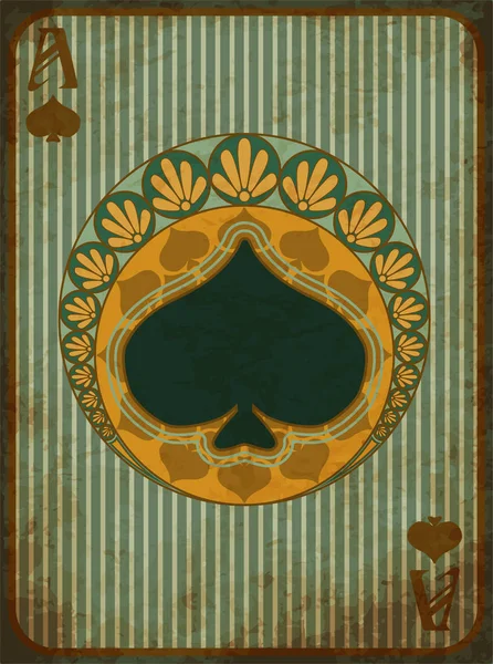 Casino Poker Pik Symbol Jugendstil Vektorillustration — Stockvektor