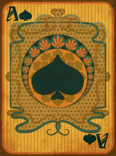 Poker Spades Carte Style Art Nouveau Illustration Vectorielle — Image vectorielle