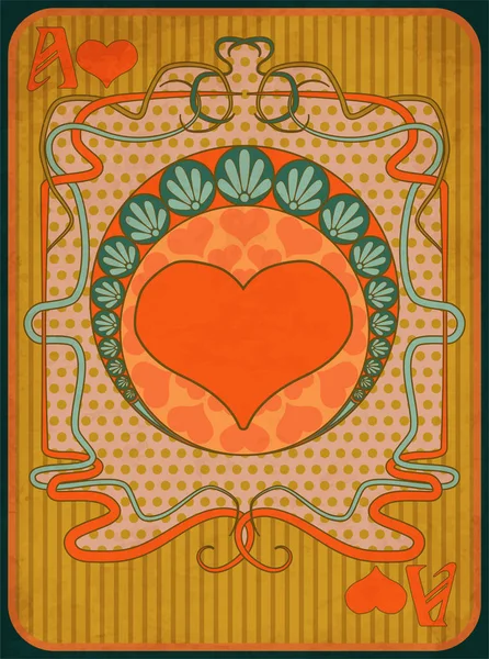 Poker Hjärtan Kort Art Nouveau Stil Vektorillustration — Stock vektor