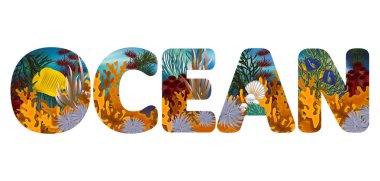 Okyanus sualtı duvar kağıdı, vektör çizim