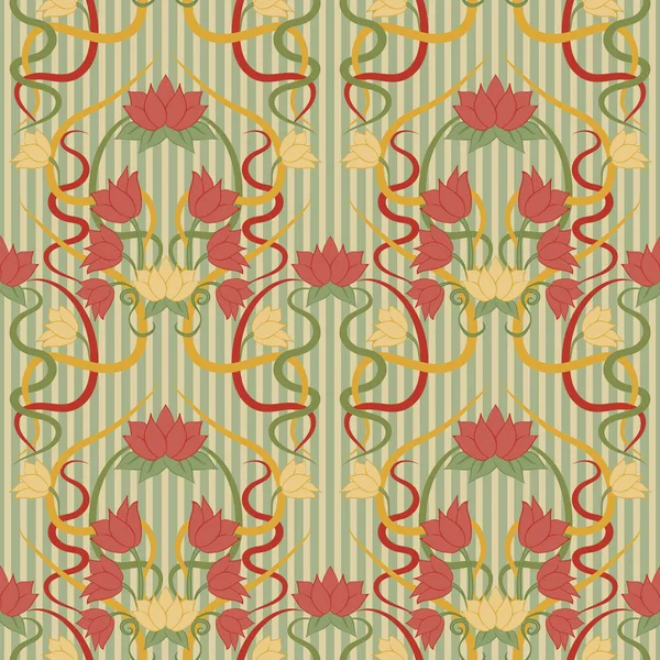 Papel Parede Floral Sem Costura Estilo Art Nouveau Ilustração Vetorial —  Vetores de Stock