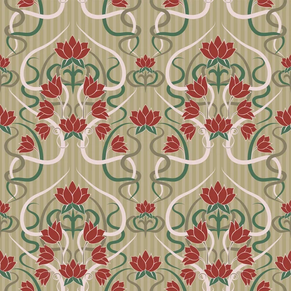 Floral Seamless Pattern Art Nouveau Style Vector Illustration — 스톡 벡터