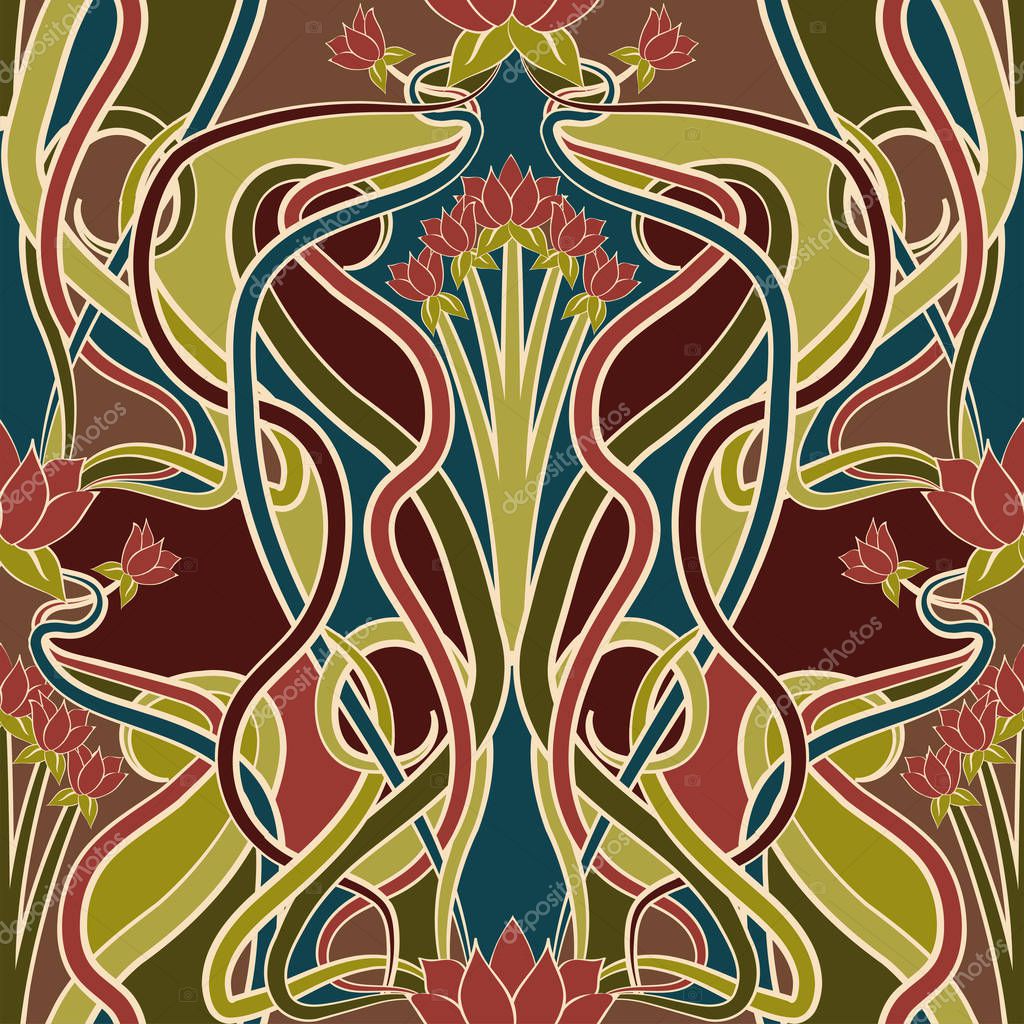  Art  nouveau  wallpaper Seamless Floral Wallpaper Art  