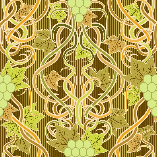 Motif Sans Couture Avec Raisin Style Art Nouveau Illustration Vectorielle — Image vectorielle