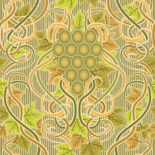 Fondo Pantalla Sin Costuras Con Uva Estilo Art Nouveau Ilustración — Vector de stock