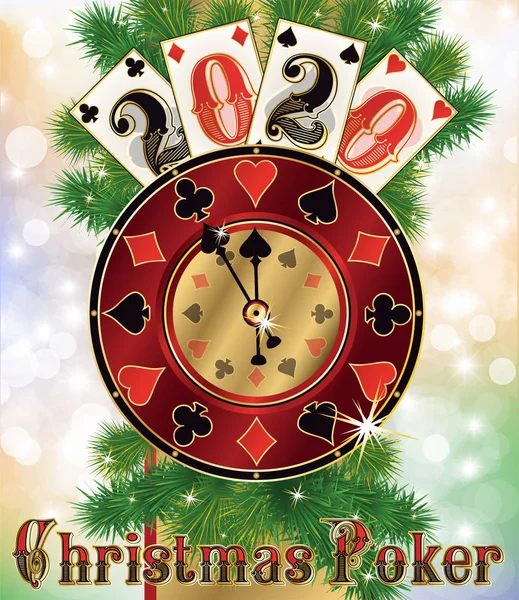 Nieuw 2020 Jaar Kerst Casino Achtergrond Vector Illustratie — Stockvector
