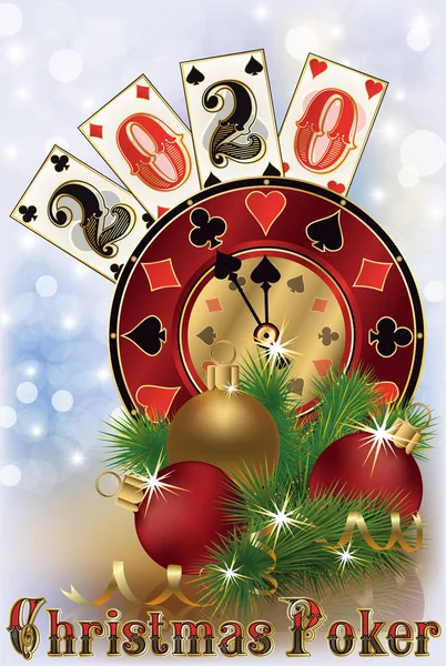 Nieuw 2020 Jaar Kerst Casino Kaart Vector Illustratie — Stockvector