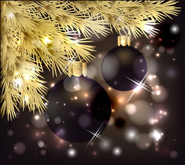 Merry Christmas Banner Black Balls Vector Illustration — Stock Vector