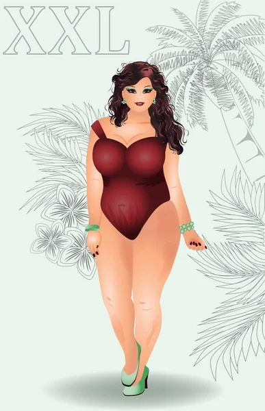 Size Sexuelle Mädchen Badeanzug Vektorillustration — Stockvektor