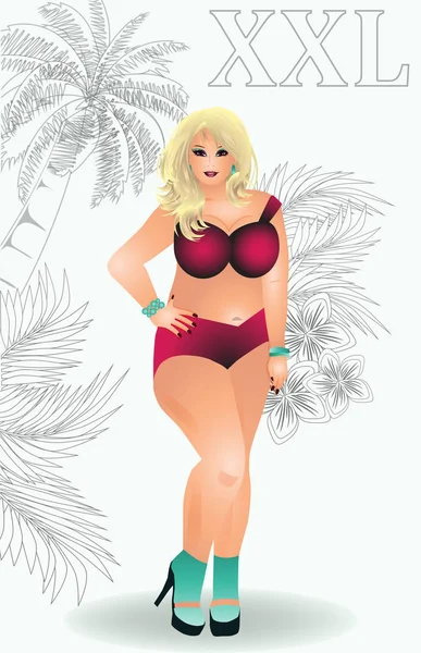 Más Mujeres Tamaño Bikinis Ilustración Vectorial — Vector de stock