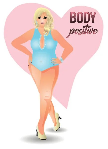 Körper Positiv Größe Sexuelle Frau Vektorillustration — Stockvektor
