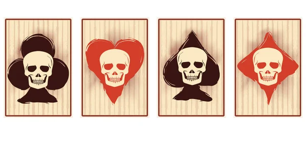 Casino Poker Cards Skull Vector Illustration — Stock Vector