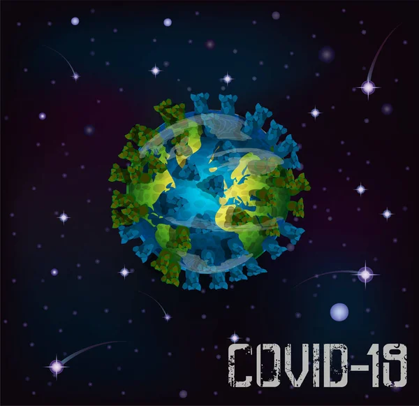 Coronavirus Covid Infikuje Planetu Zemi Kartou Vektorová Ilustrace — Stockový vektor