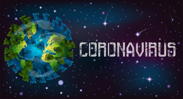 Coronavirus Covid Infects Planet Earth Banner Vector Illustration — Stock Vector