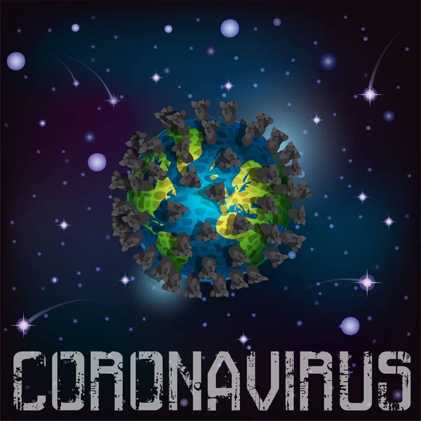 코로나 바이러스 Covid 지구를 시킨다 일러스트 — 스톡 벡터